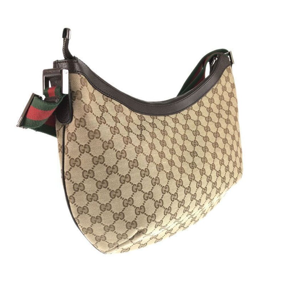 Gucci ku Brown Canvas Bag Shoulder Beige Leather Brown Tan